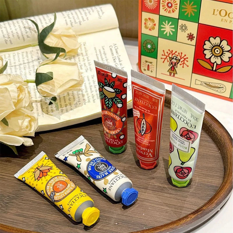 8Pcs Hand Cream Gift Set Moisturizing Smoothing Hands Lotion French Creme Anti Dry Soften Brightening Autumn Winter Skin Care