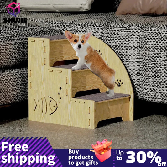 Pet Climbing Ladder Senior Cat Pet Dog Bed Ladder Sofa Climbing Ladder Dog Steps Wooden Teddy Cat Stairs