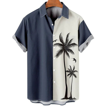 3D Coconut Tree Hawaiian Shirts For Men  Summer Beach Short Sleeve Tops Shirt Men Harajuku Oversized Male Blouse Chemise Homme