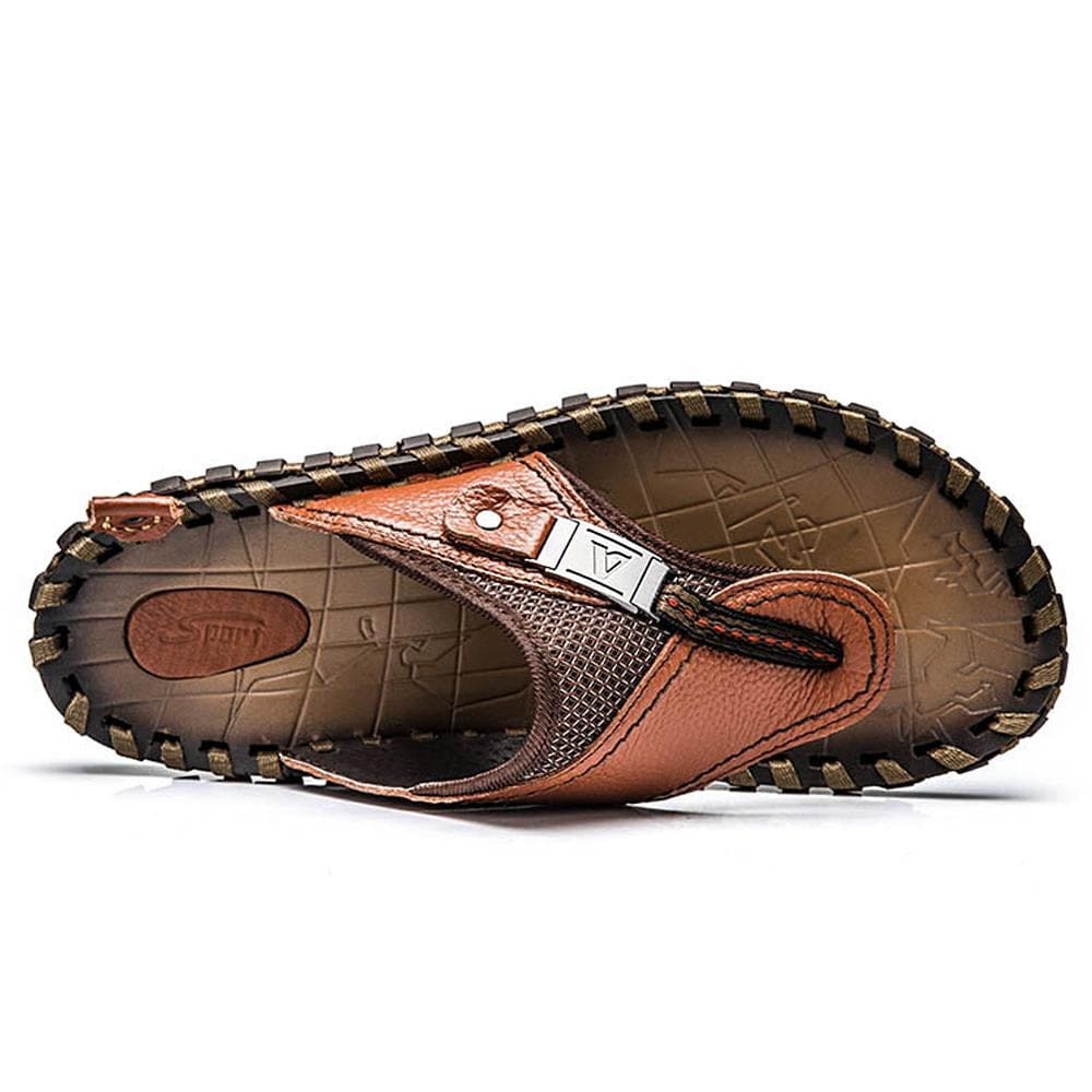 Luxury Genuine Leather Slippers Summer Men Beach Shoes