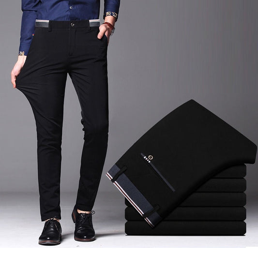 2021 Men&#39;s Spring Autumn Fashion Business Casual Long Pants Suit Pants Male Elastic Straight Formal Trousers Plus Big Size 28-40