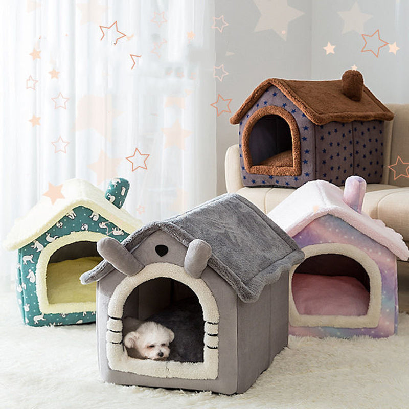 Foldable Deep Sleep Pet Cat House Indoor Winter Warm Cozy Kennel Tent Chihuahua Cat Nest Cushion Removable Pet Products Basket