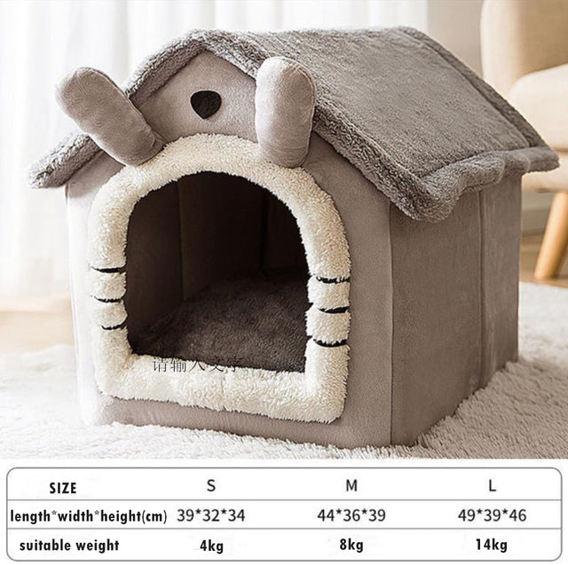 Foldable Deep Sleep Pet Cat House Indoor Winter Warm Cozy Kennel Tent Chihuahua Cat Nest Cushion Removable Pet Products Basket