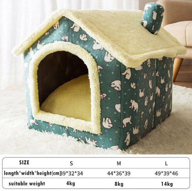 Foldable Deep Sleep Pet Cat House Indoor Winter Warm Cozy Kennel Tent Chihuahua Cat Nest Cushion Removable Pet Products Basket