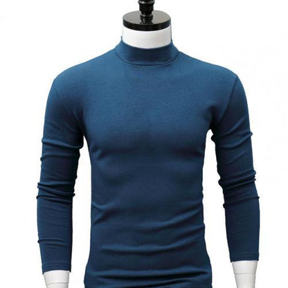 Men Shirt Sweaters Solid Color Half High Collar Casual Slim Long Sleeve Keep Warm Tight Shirt Male for Men Clothes Inner Wear