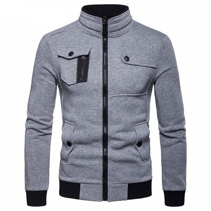 New Spring Autumn Hoodies Men Sweatshirts Casual British Style Zipped Stand Collar Men's Hip Hop Hoodie Size MWW133