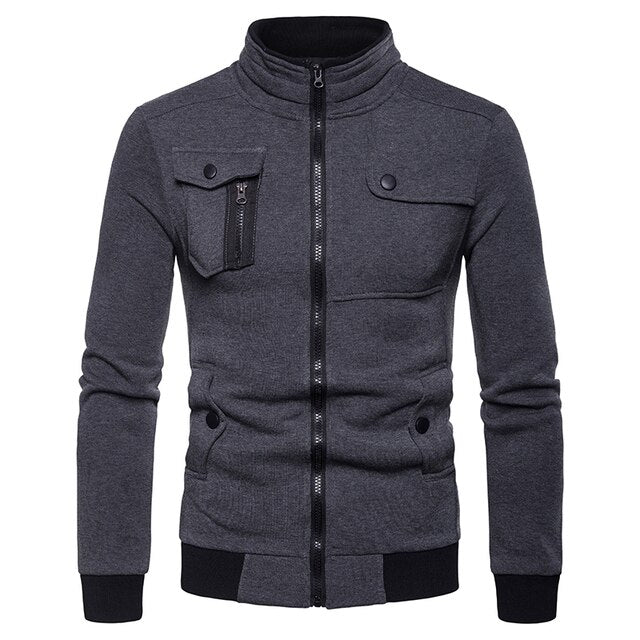 New Spring Autumn Hoodies Men Sweatshirts Casual British Style Zipped Stand Collar Men's Hip Hop Hoodie Size MWW133